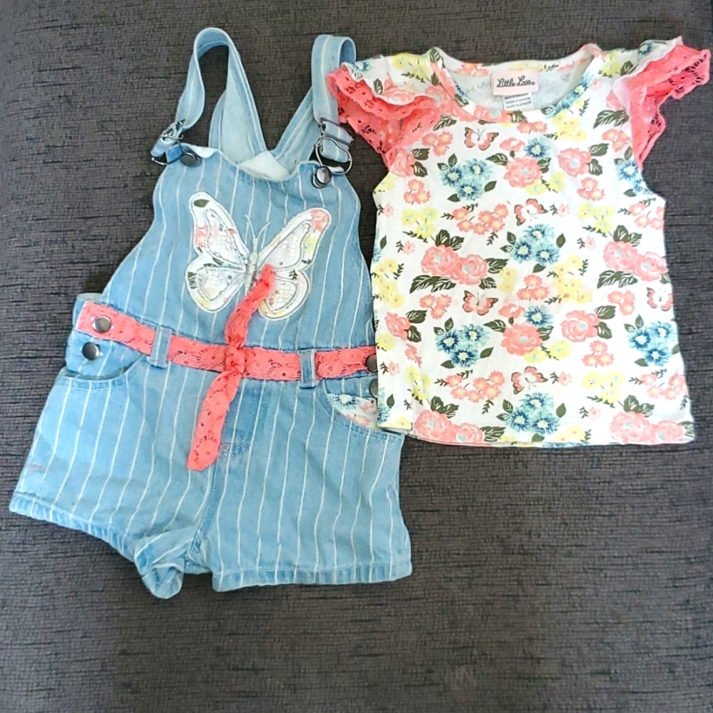 Lil girl 2pcs overall and top